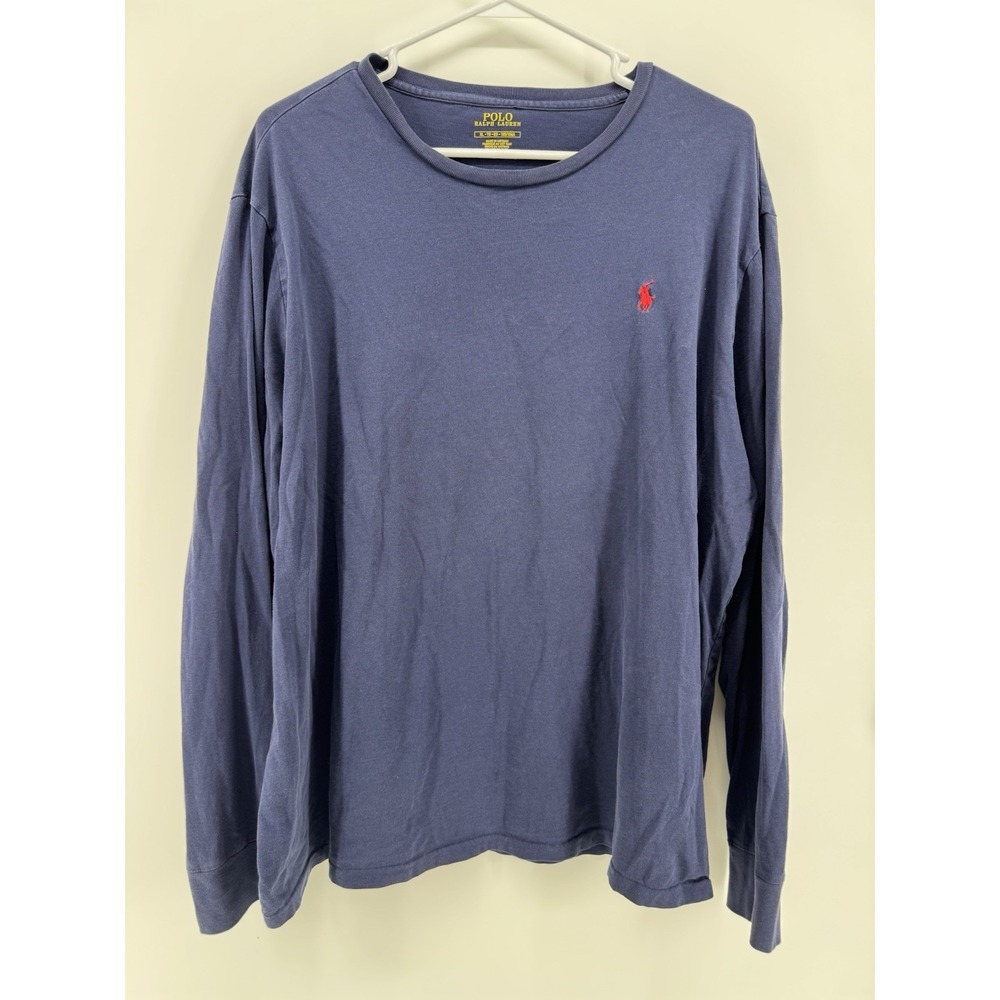 Polo Ralph Lauren‎ Crewneck T Shirt Long Sleeve Navy Red Pony Sz Men's XL